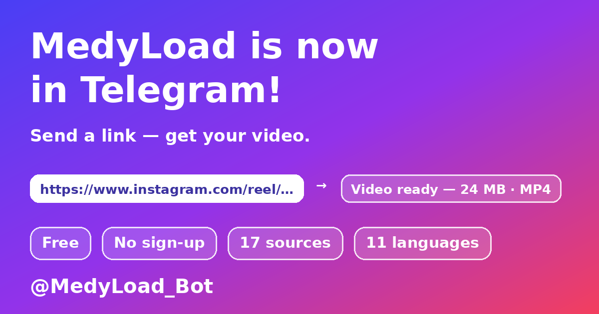 MedyLoad — Telegram போட் மூலம் வீடியோ பதிவிறக்கம்